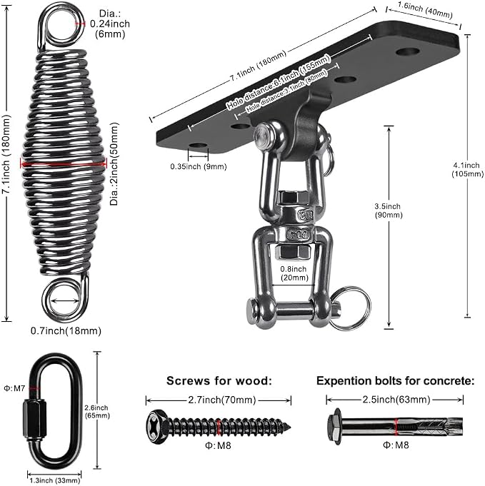 Dolibest Hanging Kits Hammock Chair Hardware, Heavy Duty Swing Hanger - Image 6