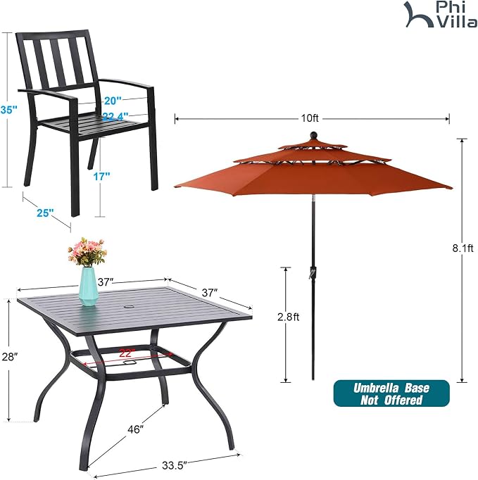 PHI VILLA 5 Piece Outdoor Dining Set - Image 8