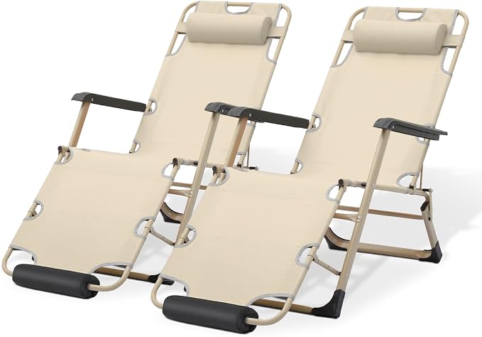 Magshion Folding Patio Chairs Set of 2, Outdoor Lounge Chair by Magshion