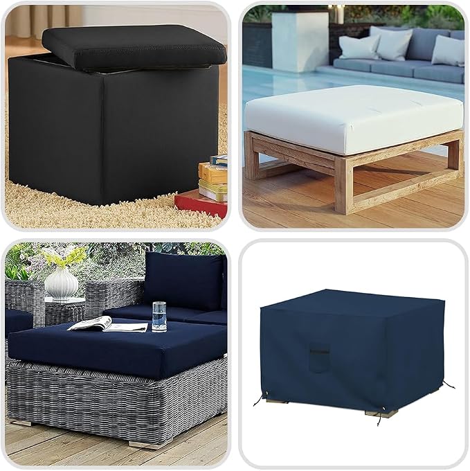 Covers & All Outdoor Ottoman Cover, 12 Oz PVC Polyester, Waterproof Ottoman - Image 8