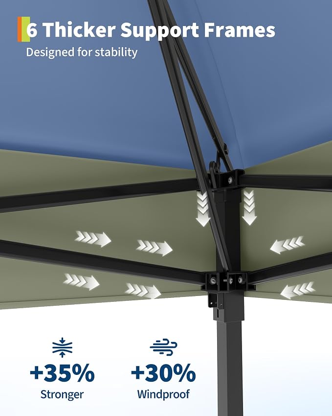 Canopy Tent 12x12 ft, Pop Up Gazebo One-Push Setup - Image 6