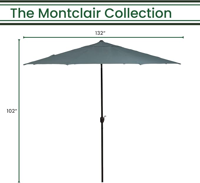 Hanover Montclair 11' Market Outdoor Umbrella, All-Weather, Crank Lever - Image 3