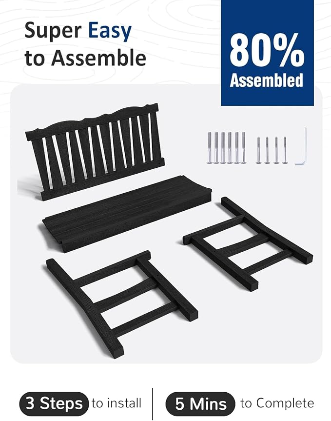 Outdoor Bench Set of 2, Weatherproof Garden Benches - Image 4