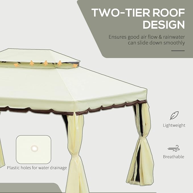 Outsunny 10' x 13' Patio Gazebo, Outdoor Gazebo Canopy Shelter - Image 3