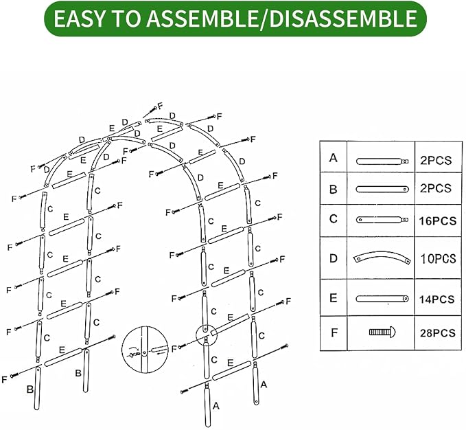 Iron Pergola Arbor Practical, 7.9 Feet High x 4.6 Feet Wide, Assemble Easily - Image 5
