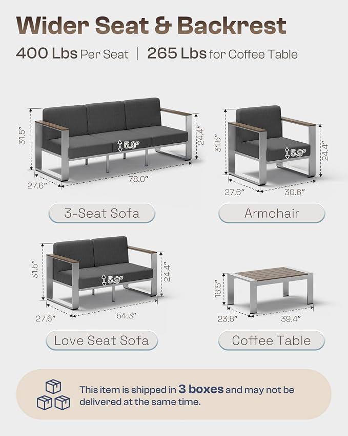 Outdoor Aluminum Loveseat, Modern Patio Patio Furniture - Image 7