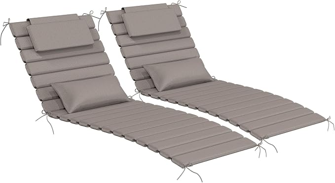 2PCS Outdoor Water-Resistant Olefin Chaise Lounge Cushions by Aofeite