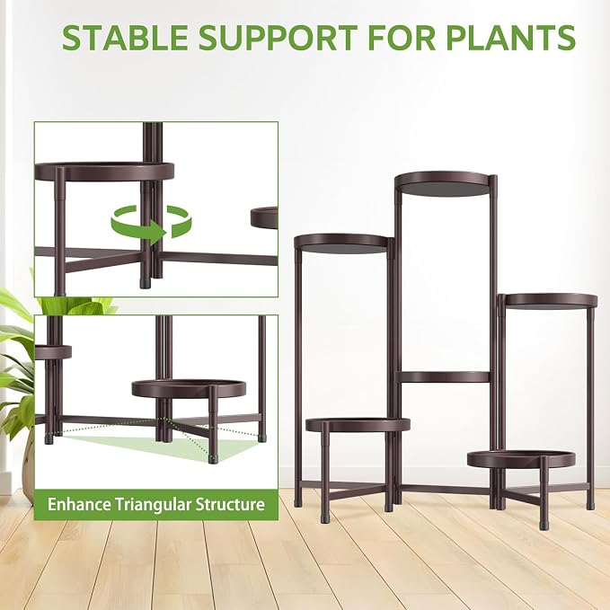 iDavosic.ly 6 Tier Large Plant Stand Indoor, 10 Inch Wide Tall Corner Metal - Image 6
