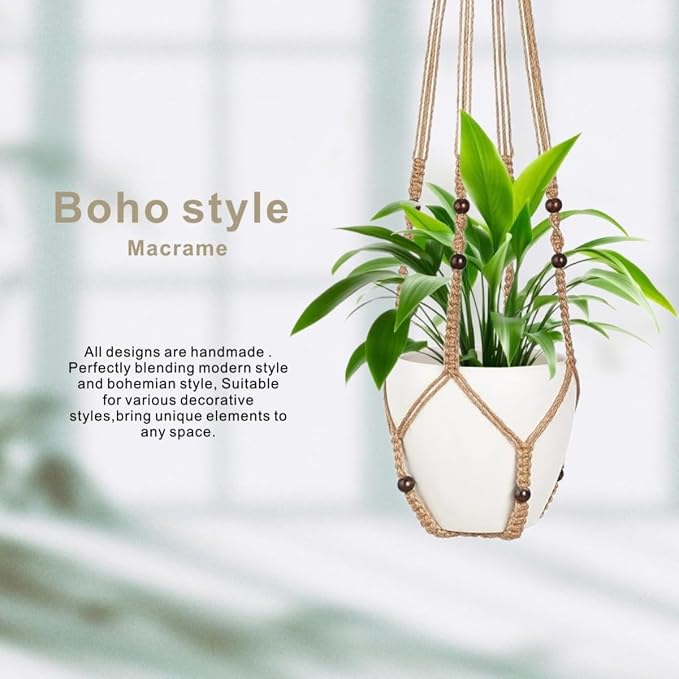 3 Pack Macrame Plant Hanger, Hanging Plant Holder, Boho Home Decor Hanging - Image 5