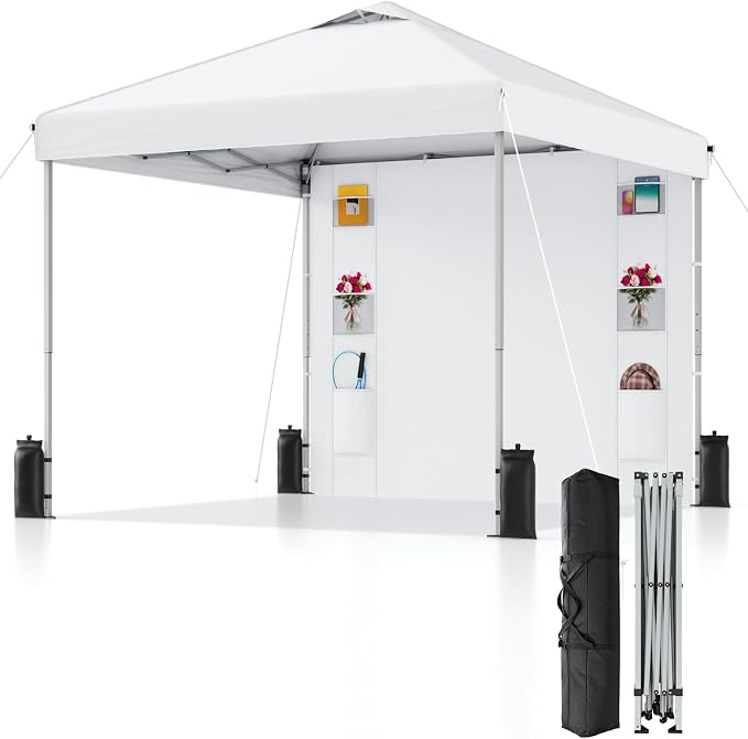 10x10 Pop Up Canopy with Sidewalls, Instant Heavy Duty Canopy Tent by SANWAY