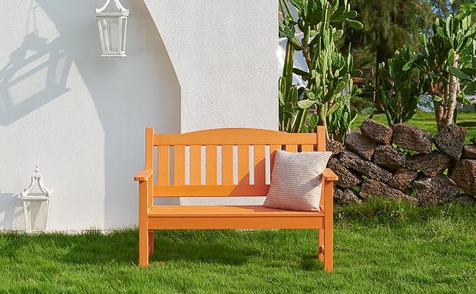 Psilvam 2-Person Outdoor Memorial Bench, All-Weather Poly Lumber Garden Bench - Image 2
