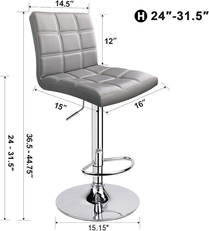 Leopard Modern Square PU Leather Adjustable Bar Stools - Image 3