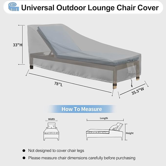 OutdoorLines Outdoor Waterproof Patio Chaise Lounge Chair Cover - Image 2