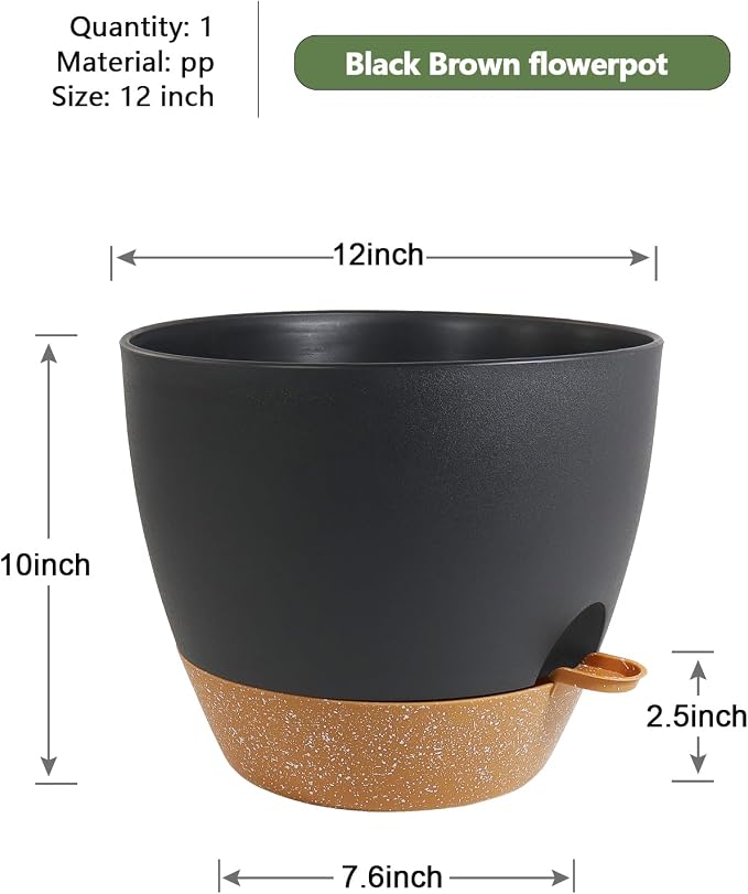 12 inch Large Self Watering Pots, Flower Plant Pots - Image 2