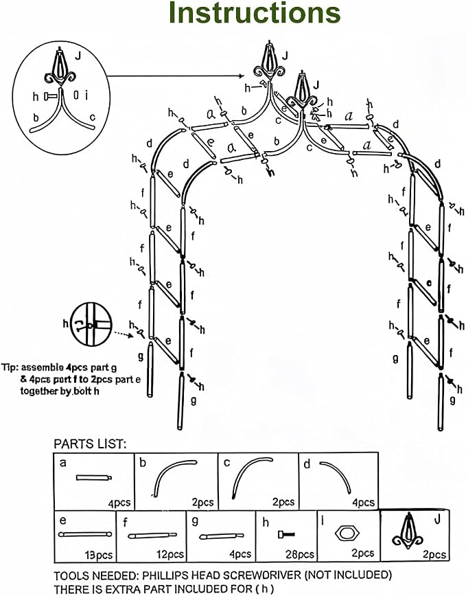 Thickened Metal Garden Arch, 16mm Pipe Diameter Heavy-Duty Gothic Garden Arbor - Image 7