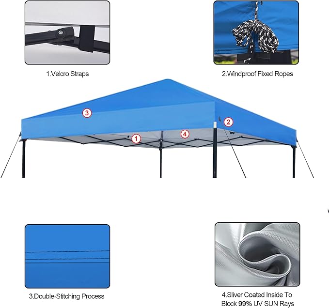 Joramoy 10×10 Canopy Replacement Top Only, Waterproof Pop Up Canopy Tent Top - Image 4