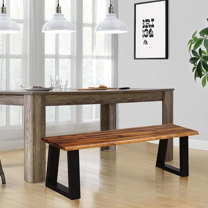 Giantex Set of 2 Wooden Dining Bench Seating Chair Rustic Indoor &Outdoor - Image 8