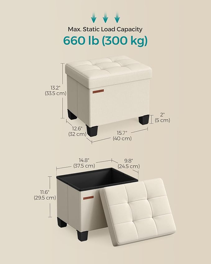 SONGMICS Storage Ottoman, Small Ottoman Foot Rest - Image 3