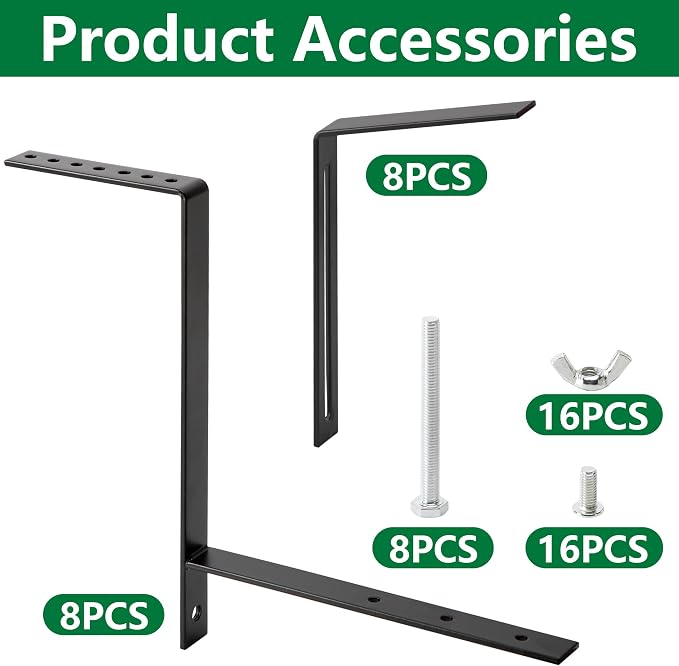 Adnee Set of 4 Double Sided Planter Box Brackets-Adjustable Window Boxes Flower - Image 4