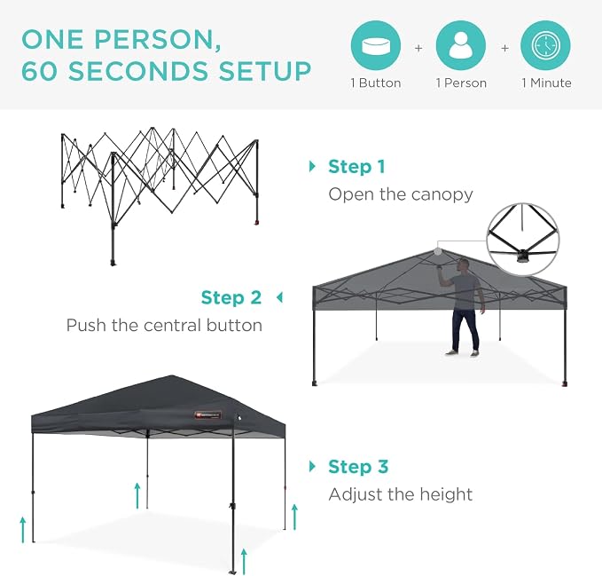 Best Choice Products 10x10ft Pop Up Canopy Tent, Outdoor Shade, 1 Person 1 - Image 2