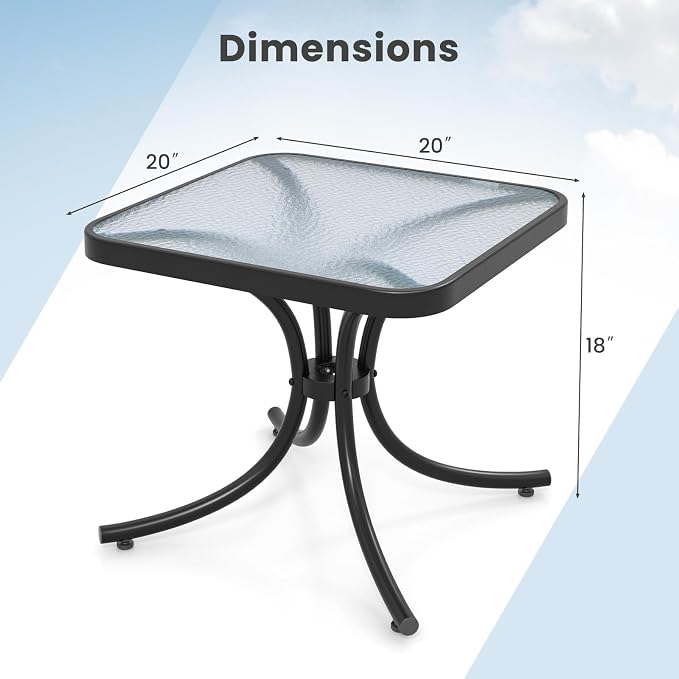 Tangkula Outdoor Side Table, 20 Inches Square End Table - Image 3