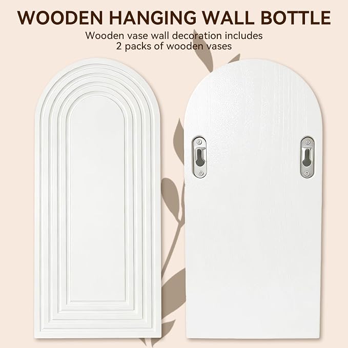 2 Pack Wooden Wall Vase Set, Boho Hanging Planter - Image 5
