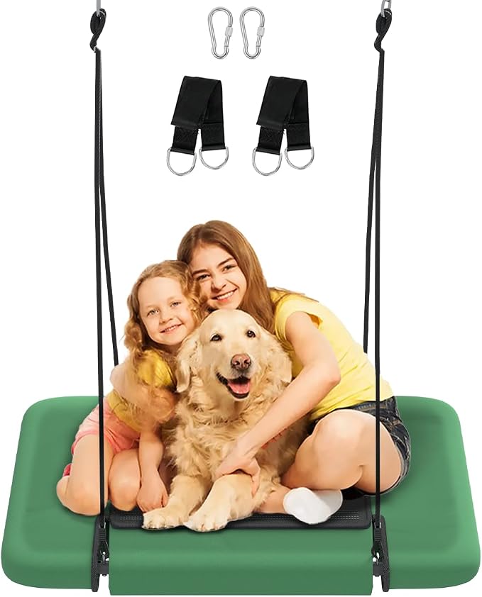 40" Retangular Tree Swing for Kids & Adults, Adjustable Platform Swing by Ansionsol