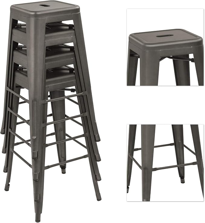 Devoko Metal Bar Stools 30" Indoor Outdoor Stackable Barstools Modern Style - Image 4
