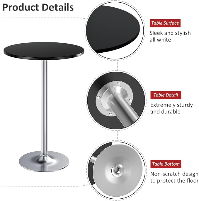 Furmax Bistro Pub Table Round Bar Height Cocktail Table - Image 4