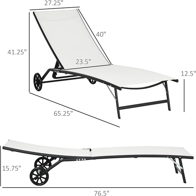 Outsunny Chaise Lounge Outdoor, 2 Piece Lounge Chair - Image 3