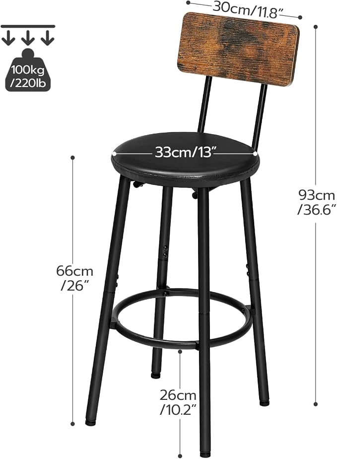 HOOBRO Bar Stools, Bar Stools Set of 2 - Image 3