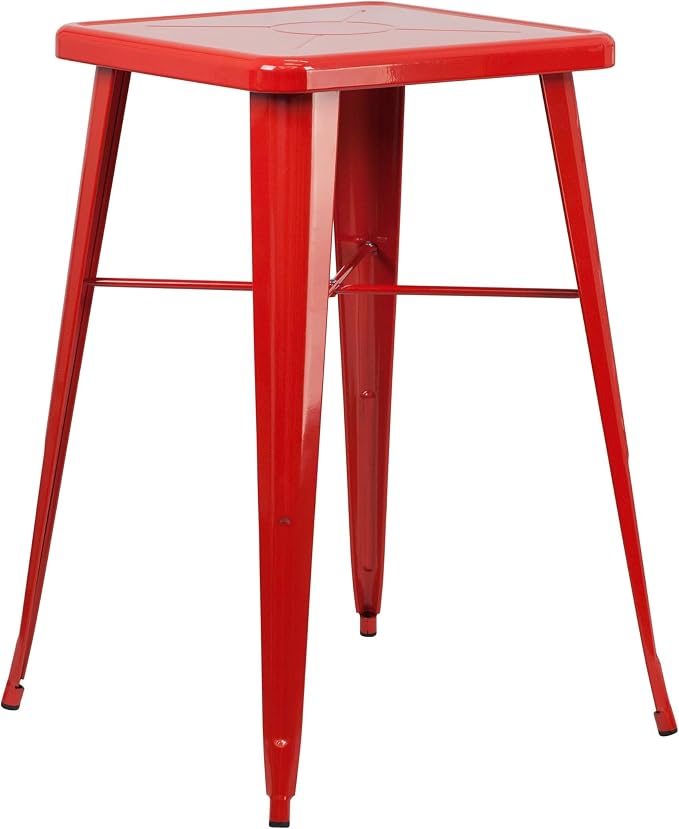 Pemberly Row Contemporary 28" Square Metal Bar Table, Galvanized Steel by PEMBERLYROW
