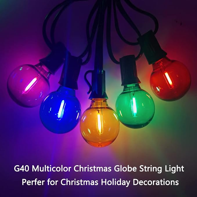 25Ft LED Outdoor String Lights, G40 Outdoor Christmas Decorations Lights - Image 8