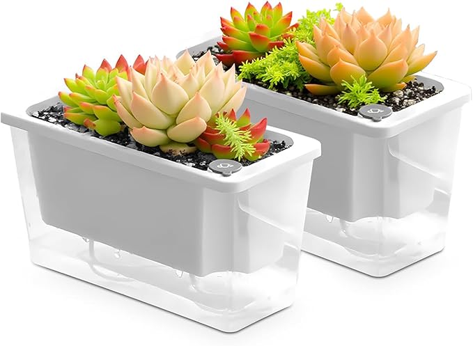Window Box Planter, 2 Pack 10 Inch Plastic Self Watering Pots by Samhe