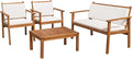 Flamaker Patio Furniture 4 Piece Outdoor Acacia Wood Patio Conversation Sofa Set by Flamaker