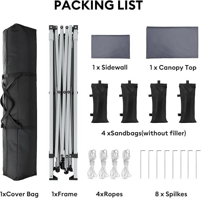 10x10 Pop Up Canopy with Sidewalls, Instant Heavy Duty Canopy Tent - Image 2