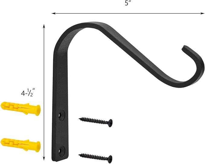 Plant Hooks 5 Inch, Rustic Cast Iron Wall Hooks - Image 2