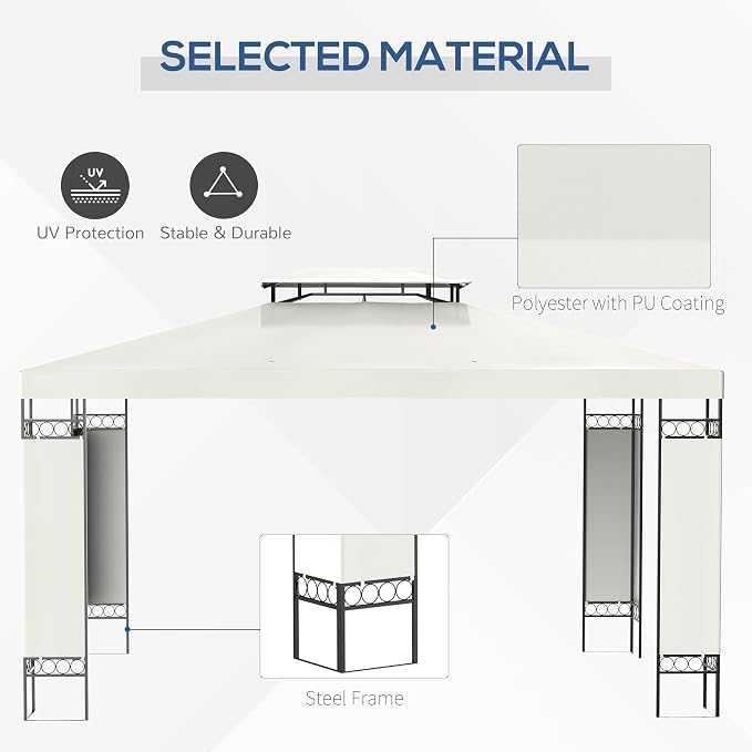 Outsunny 10' x 13' Patio Gazebo, Double Roof Outdoor Gazebo Canopy Shelter - Image 4