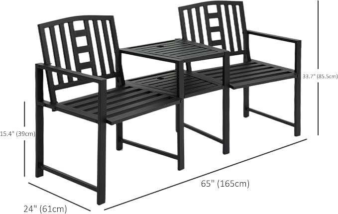 Outsunny Metal Garden Bench - Image 3