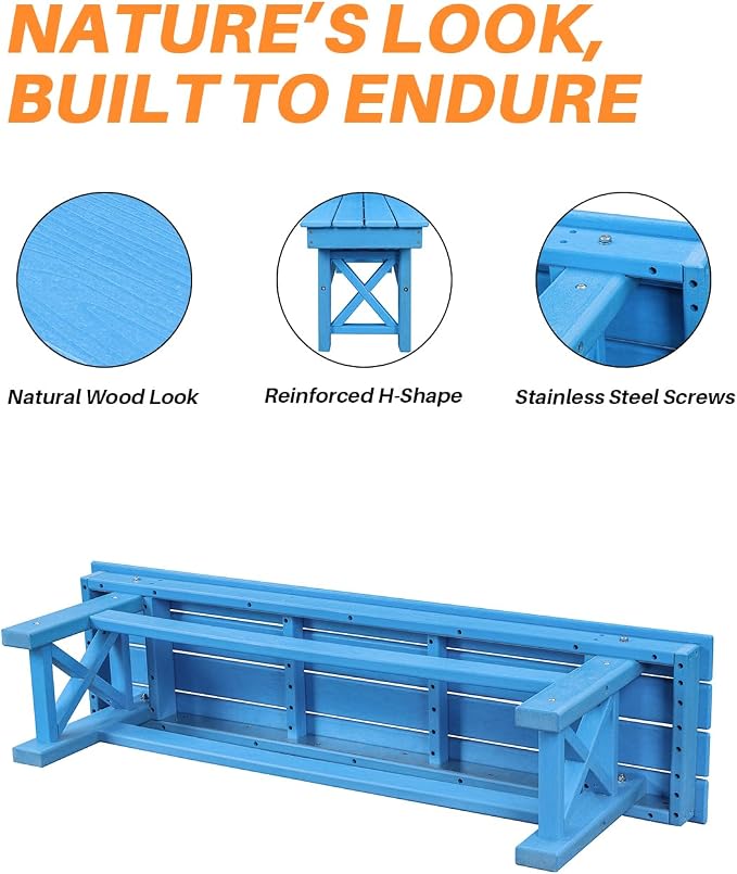 HDPE Outdoor Bench, Poly Lumber Adirondack Benches, All Weather HDPE Patio - Image 5
