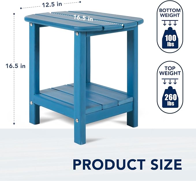 nalone Adirondack Side Table 16.5" Outdoor Side Table HDPE Plastic Double - Image 3