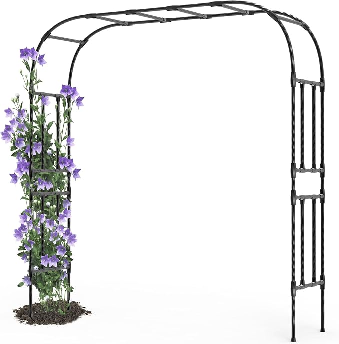 Garden Arch Trellis-98.4"*94.5", Plastic-Coated Rust-Proof Arbor Trellis by TrellumeGardenHome