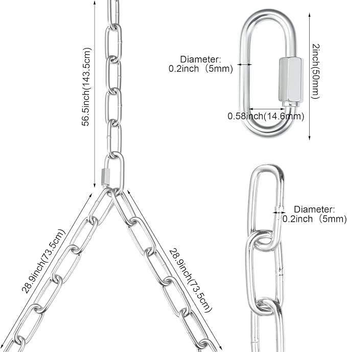 Heavy Duty Porch Swing Hanging Chain Kit 1500 Lbs Capacity, 4 Quick Links & 2 - Image 2