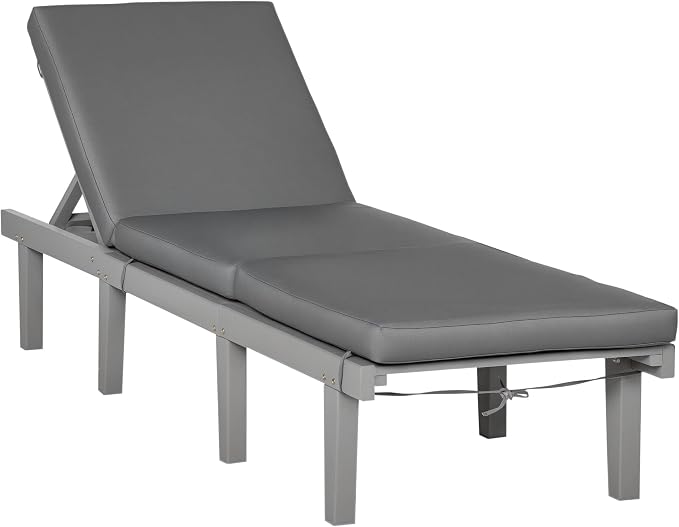 Outsunny Chaise Lounge Chair for Outdoor, Wood Outdoor Chaise Lounge by Outsunny
