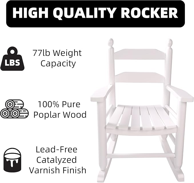 Toddler Rocking Chair Wooden Toddlers Comfy Recliner Rocker - Image 4
