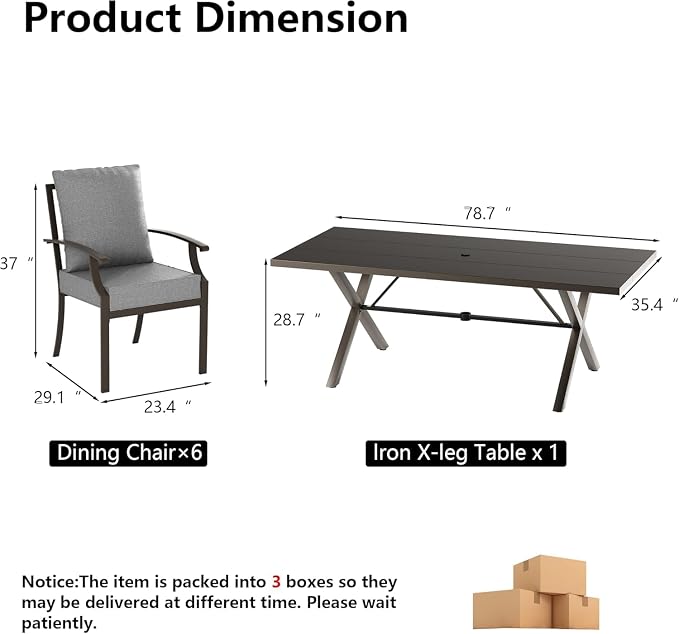 Kullavik 7 PCS Outdoor Dining Table Set - Image 2
