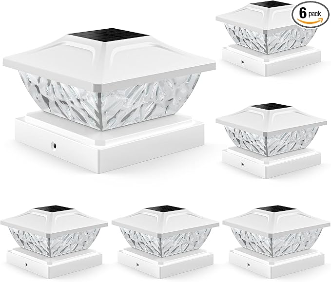 Solar Post Cap Lights Outdoor 6 Pack, 2 Mode Bright Fence Post Solar Lights by ENSLI