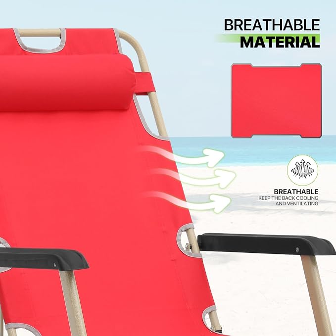 Magshion Folding Patio Chairs Set of 2, Outdoor Lounge Chair - Image 7