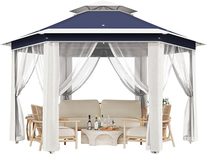 13' x 13' Pop-Up Gazebo, Hexagonal Canopy Shelter - Image 2