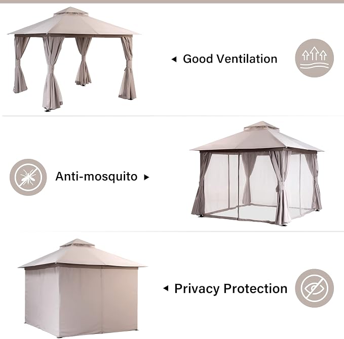 LAUSAINT HOME Semi-Permanent Outdoor Patio Gazebo 10'x10', Heavy Duty Party - Image 8